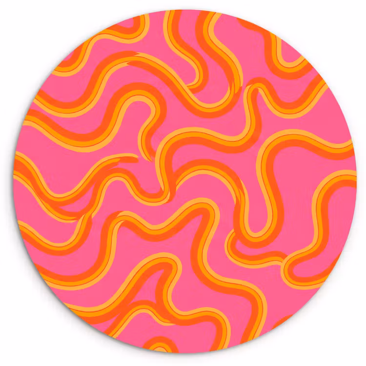 Abstract - Golvende lijnen - Modern - Kleurrijk Wandcirkel kunststof plaat 5mm dik klein -3d