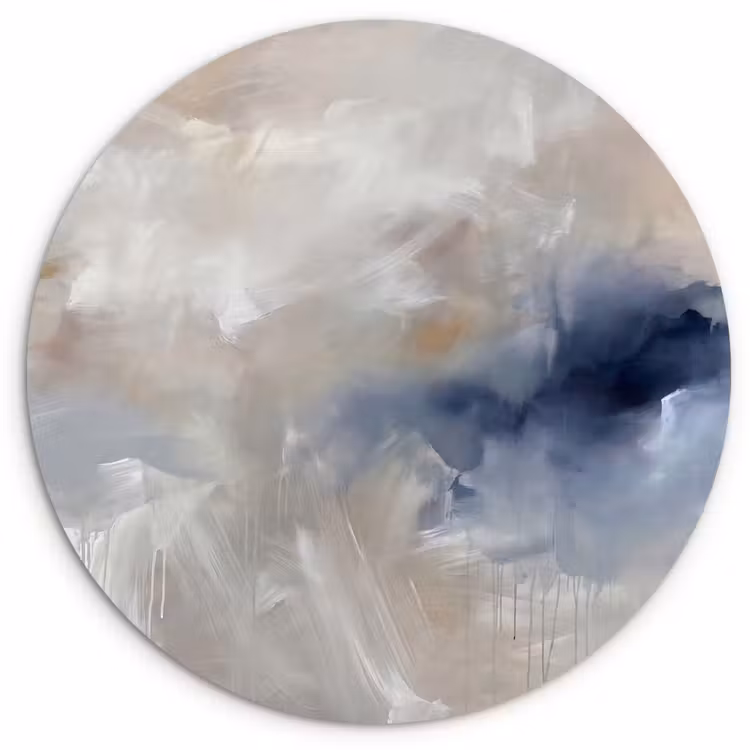 Abstract - Wolken - Sfeer - Modern - Beige Wandcirkel kunststof plaat 5mm dik klein -3d