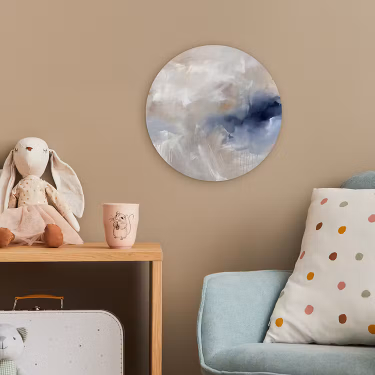 Abstract - Wolken - Sfeer - Modern - Beige Wandcirkel kunststof plaat 5mm dik klein -tsfeer1_kind