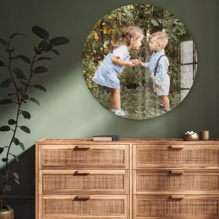Familienfoto auf rundem Acrylglas