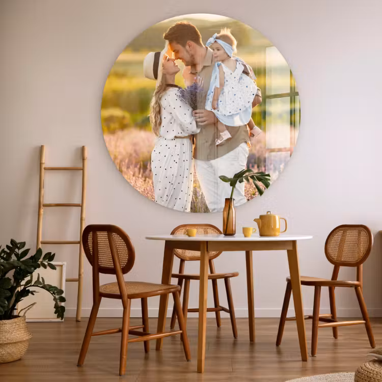 Familienfoto auf rundem Acrylglas