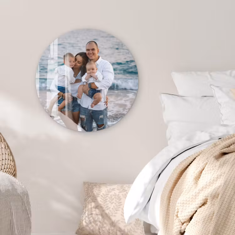 Familienfoto auf rundem Acrylglas