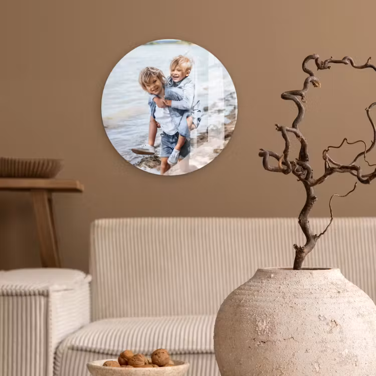 Familienfoto auf rundem Acrylglas