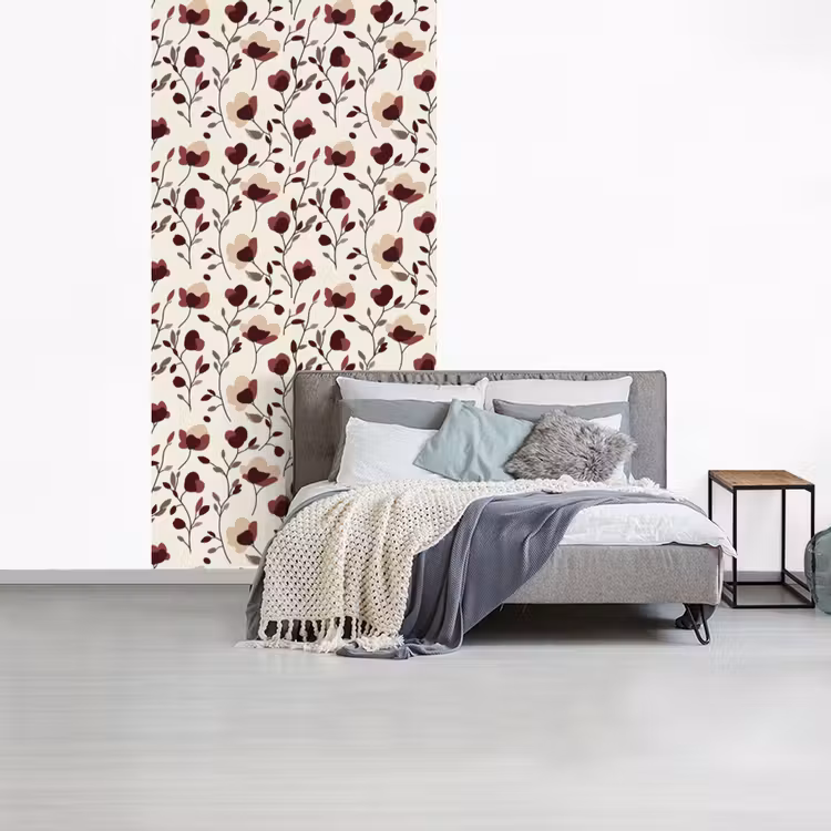 Bloemen - Botanisch - Bordeaux fotobehang vinyl groot 64 -slaapkamer
