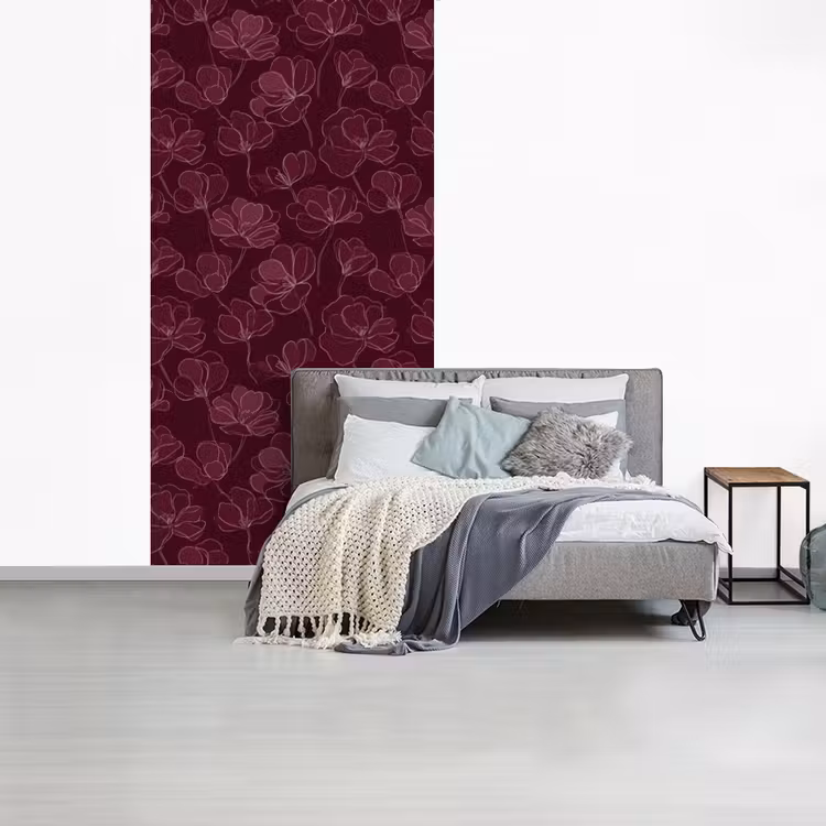 Bloemen - Patroon - Bordeauxrood fotobehang vinyl groot 64 -slaapkamer