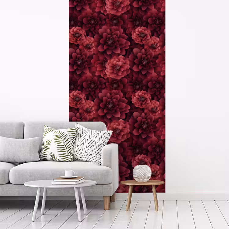 Dahlias - Bloemen - Rood fotobehang vinyl groot 64 -woonkamer