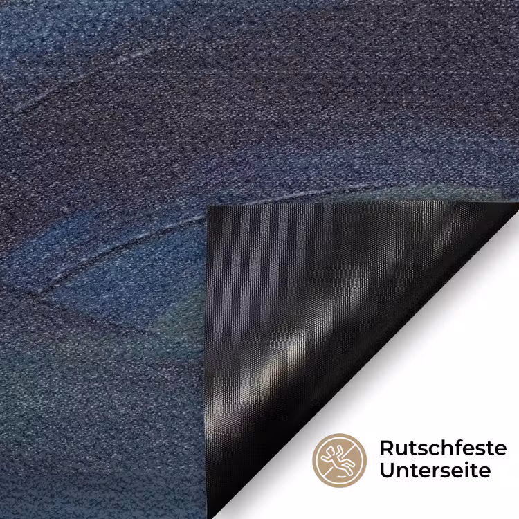 Abstract - Acryl - Blauw - Goud - Elegant Deurmat klein -antislip_DE