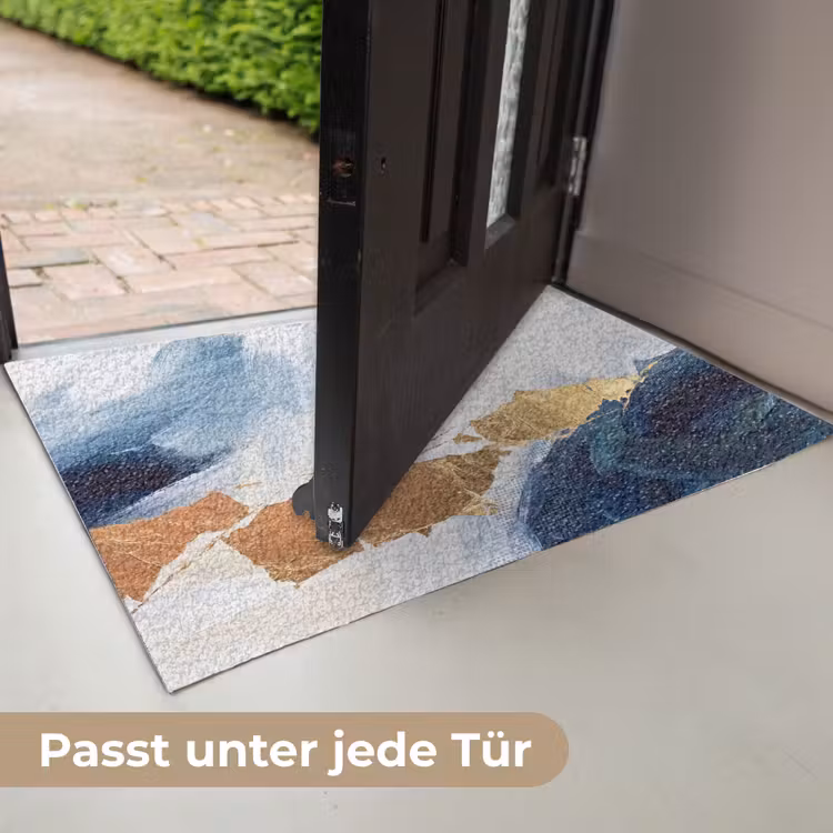 Abstract - Acryl - Blauw - Goud - Elegant Deurmat klein -USP_DE