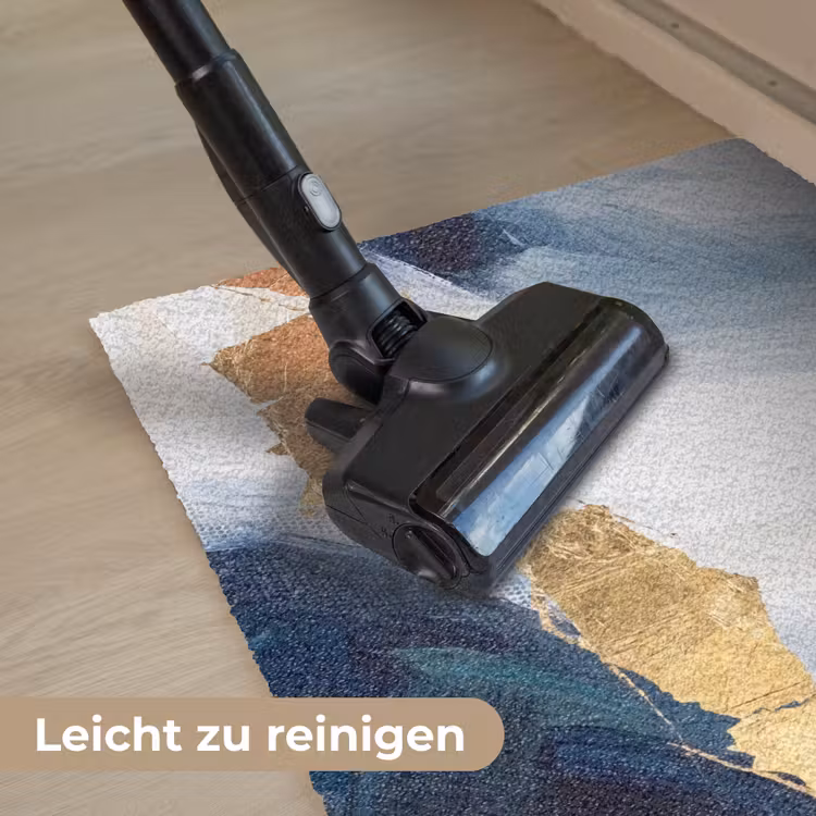 Abstract - Acryl - Blauw - Goud - Elegant Deurmat klein -reinigen_DE