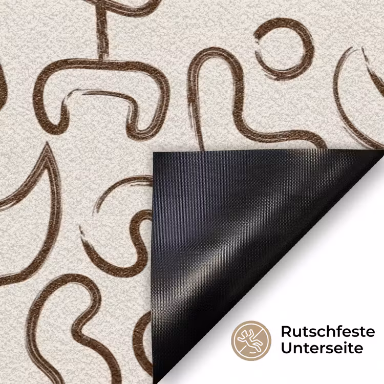 Abstract - Beige - Patroon - Donkerbruin Deurmat klein 898 -antislip_DE