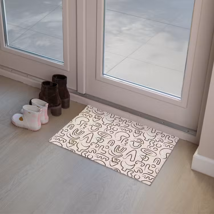 Abstract - Beige - Patroon - Donkerbruin Deurmat klein 898 -sfeer3