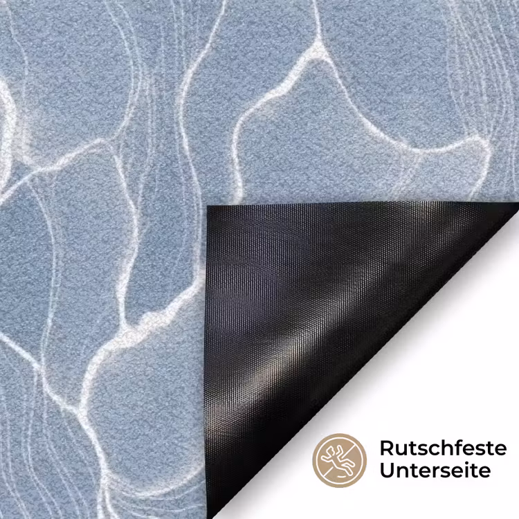 Abstract - Blauw - Bladeren Deurmat klein -antislip_DE