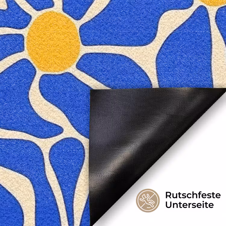 Abstract - Bloem - Blauw Deurmat klein 898 -antislip_DE
