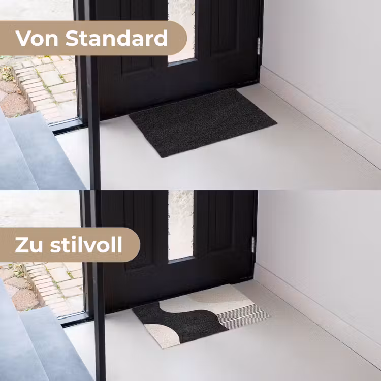 Abstract - Japandi - Beige - Modern Deurmat klein -voor-na_DE