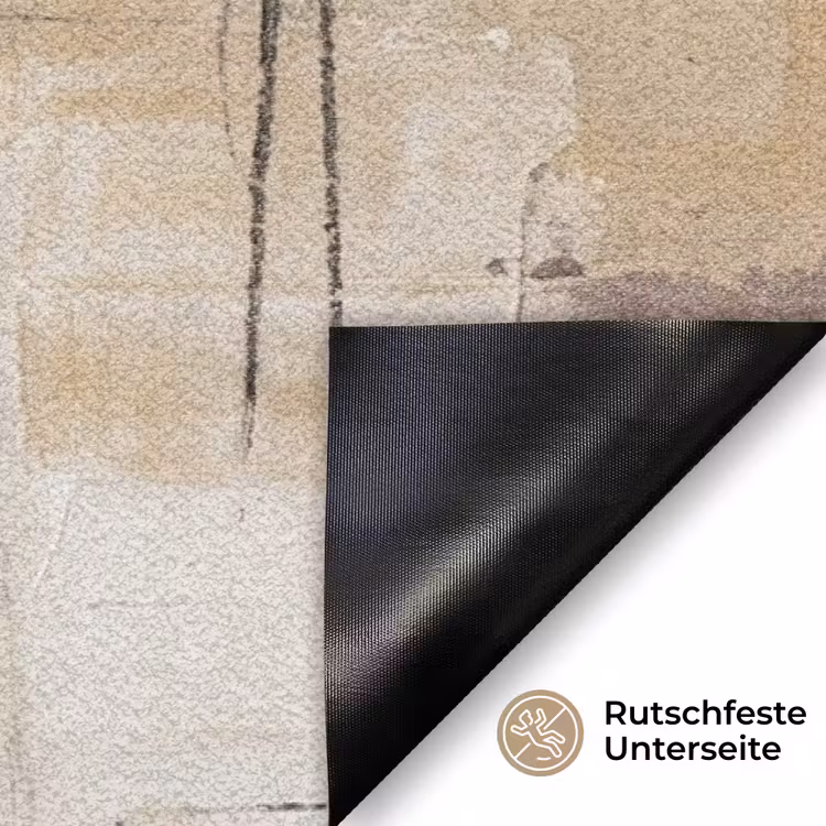 Abstract - Cirkel - Modern - Beige - Zwart - Minimalistisch Deurmat klein -antislip_DE