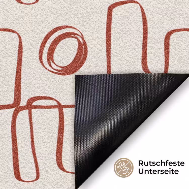 Abstract - Patroon - Beige - Rood Deurmat klein 898 -antislip_DE
