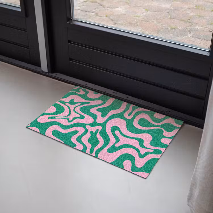Abstract - Patroon - Groen - Roze - Kleurrijk Deurmat klein -sfeer2