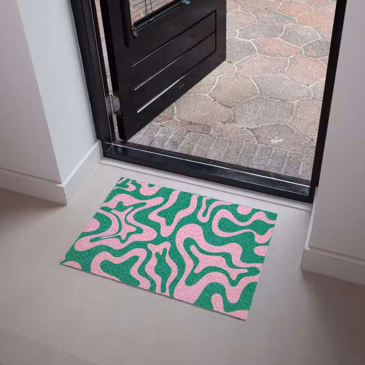 Abstract - Patroon - Groen - Roze - Kleurrijk Deurmat klein -sfeer5