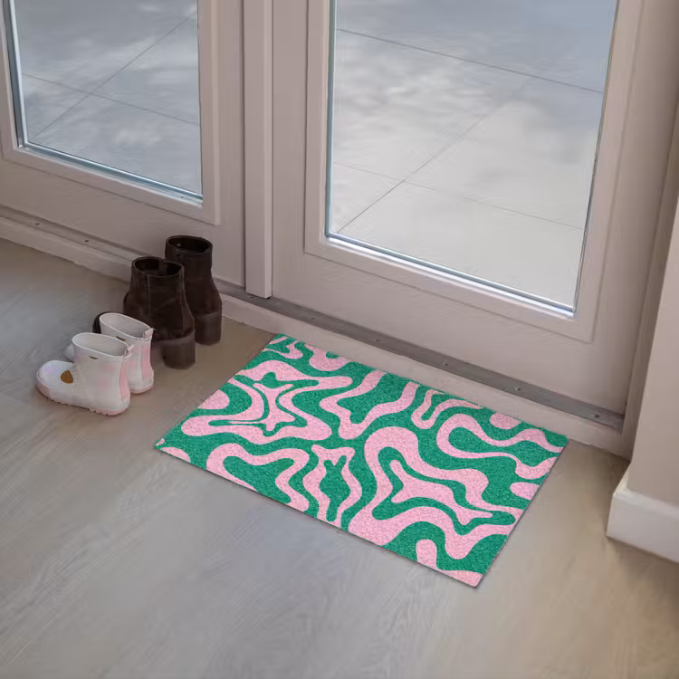 Abstract - Patroon - Groen - Roze - Kleurrijk Deurmat klein -sfeer3