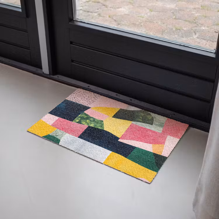 Abstract - Roze - Lappen - Vormen - Geel Deurmat klein -sfeer2