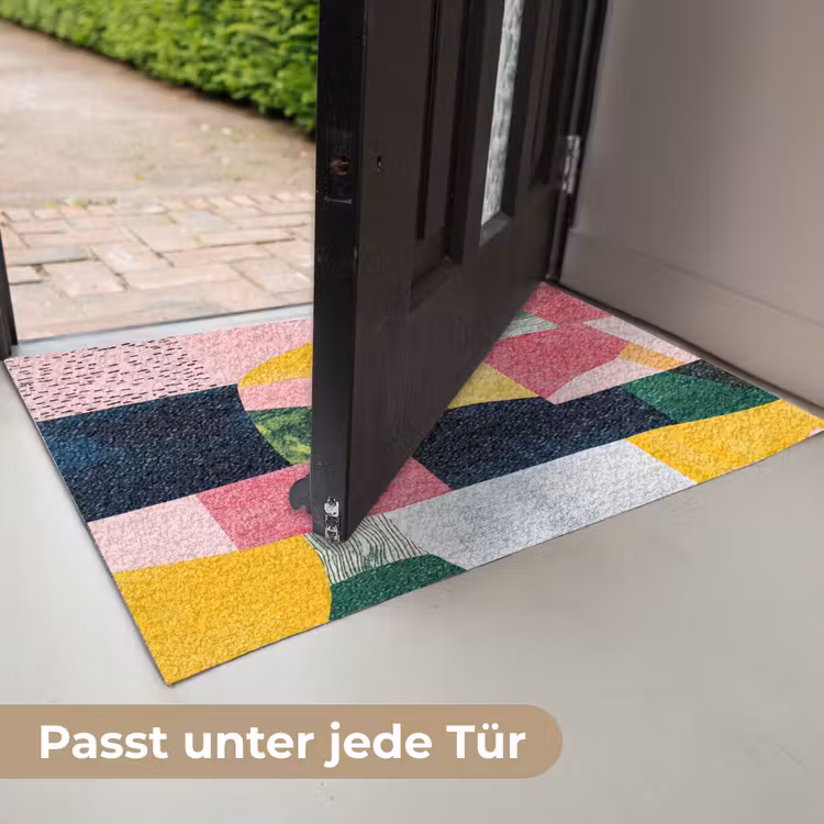 Abstract - Roze - Lappen - Vormen - Geel Deurmat klein -USP_DE