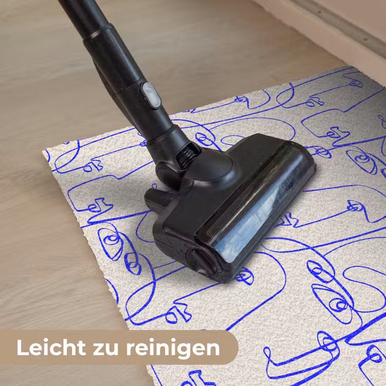 Gezicht - Blauw - Lijnen - Beige Deurmat klein 898 -reinigen_DE