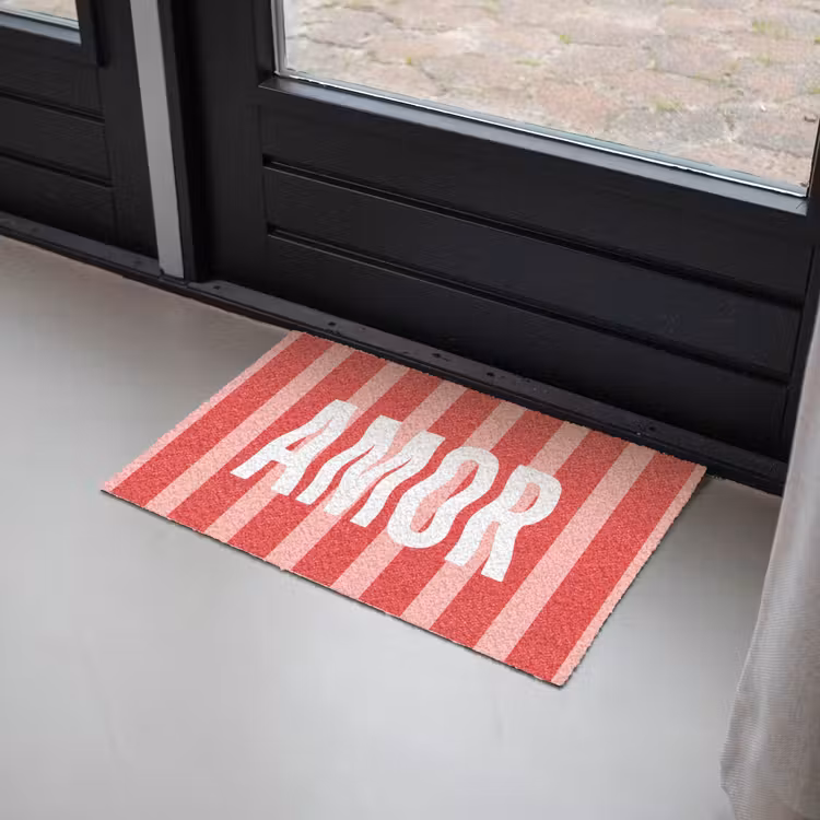 Amor - Strepen - Rood - Roze Deurmat klein -sfeer2