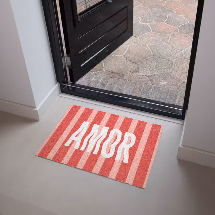 Amor - Strepen - Rood - Roze Deurmat klein -sfeer5