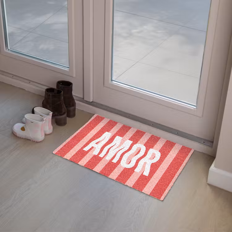 Amor - Strepen - Rood - Roze Deurmat klein -sfeer3
