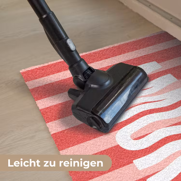 Amor - Strepen - Rood - Roze Deurmat klein -reinigen_DE