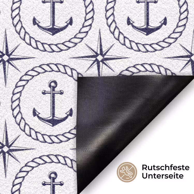 Anker - Haven - Blauw - Wit Deurmat klein 898 -antislip_DE