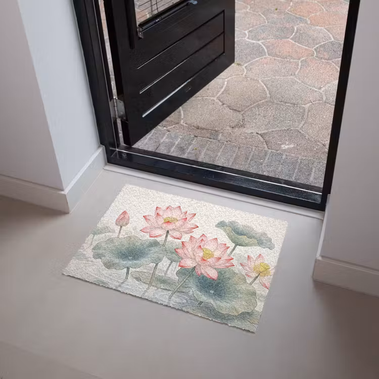 Aquarel - Lotusbloemen - Kleurrijk Deurmat klein -sfeer5