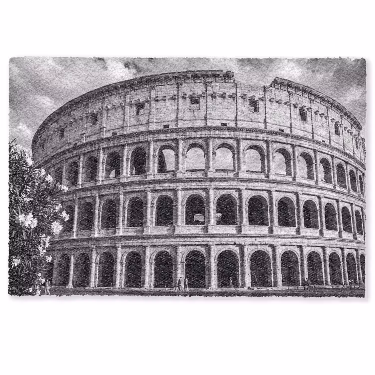 Fußmatte - Architektur – Kolosseum – Rom – Historisch – Schwarz-Weiß - Architectuur - Colosseum - Rome - Historisch - Zwart-wit Deurmat klein