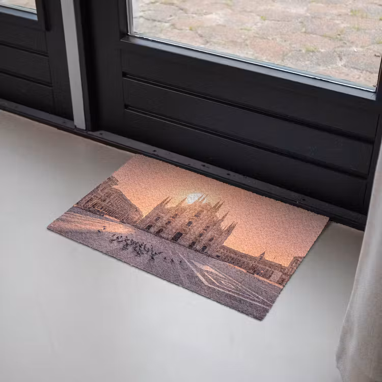 Fußmatte - Architektur – Mailand – Platz – Sonnenaufgang – Orange - Architectuur - Milaan - Plein - Zonsopgang - Oranje Deurmat klein