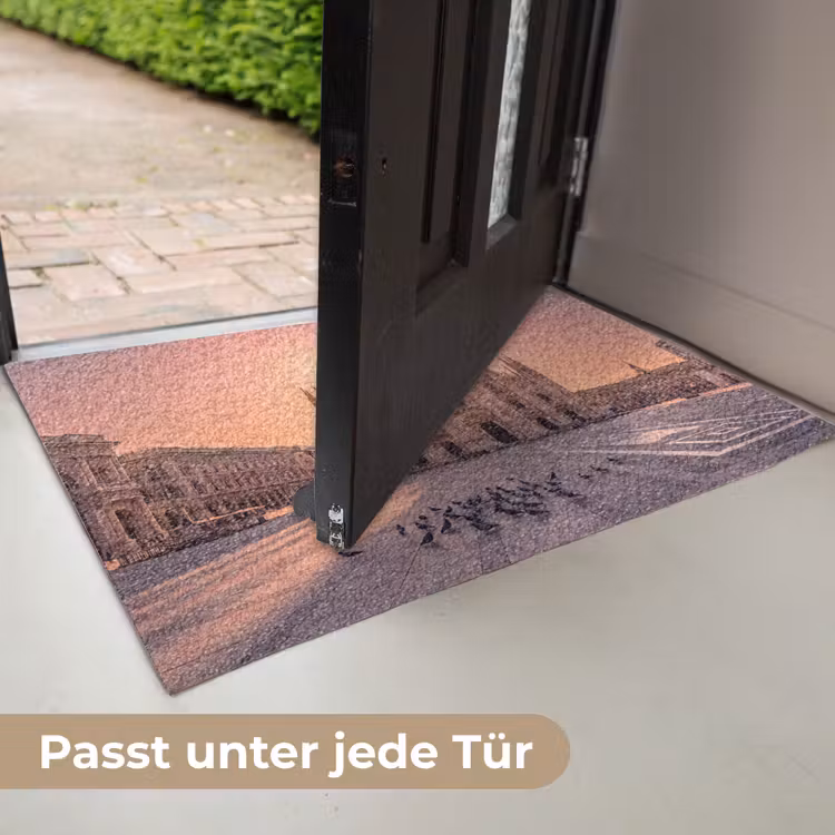 Fußmatte - Architektur – Mailand – Platz – Sonnenaufgang – Orange - Architectuur - Milaan - Plein - Zonsopgang - Oranje Deurmat klein
