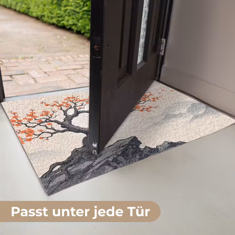 Aziatisch - Bloesem - Rood Deurmat klein -USP_DE