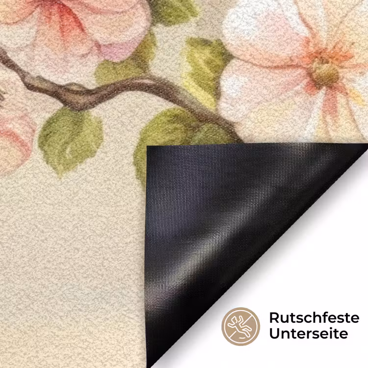 Takken - Bloemen - Vogeltjes - Roze Deurmat klein -antislip_DE