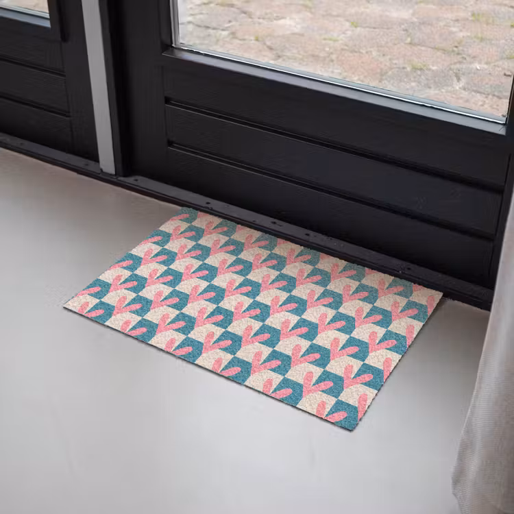Vlakken - Hartjes - Patroon - Retro Deurmat klein 898 -sfeer2