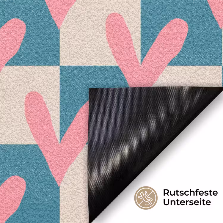 Vlakken - Hartjes - Patroon - Retro Deurmat klein 898 -antislip_DE