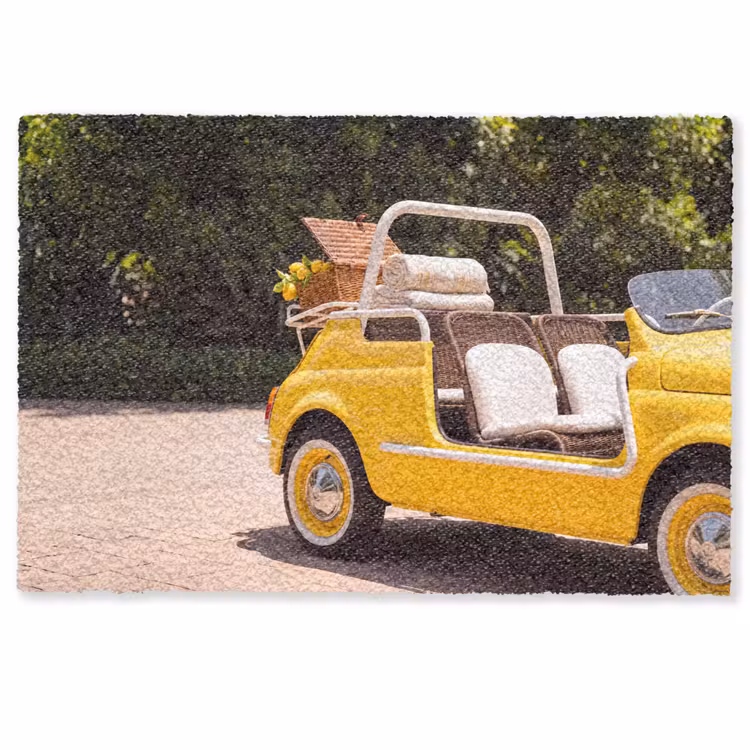 Fußmatte - Auto – Picknick – Sommer – Gelb - Auto - Picknick - Zomer - Geel Deurmat klein