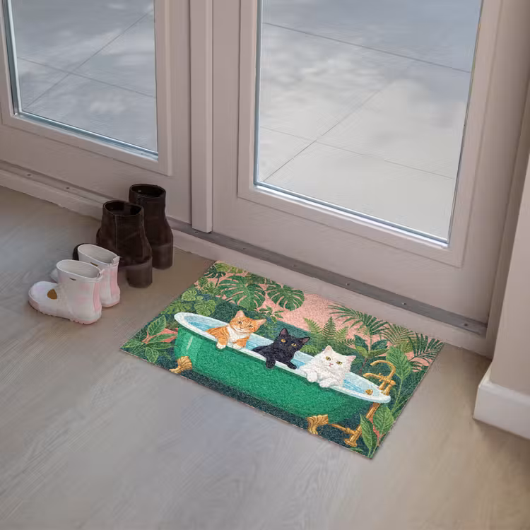 Badkamer - Kattenparade - Kleurrijk Deurmat klein -sfeer3