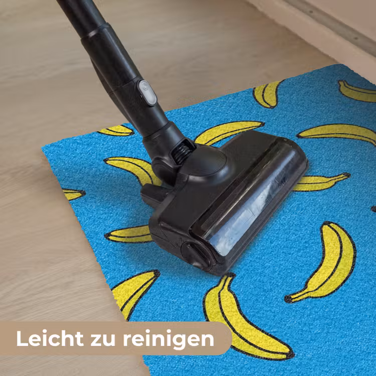 Bananen - Geel - Blauw - Print Deurmat klein -reinigen_DE
