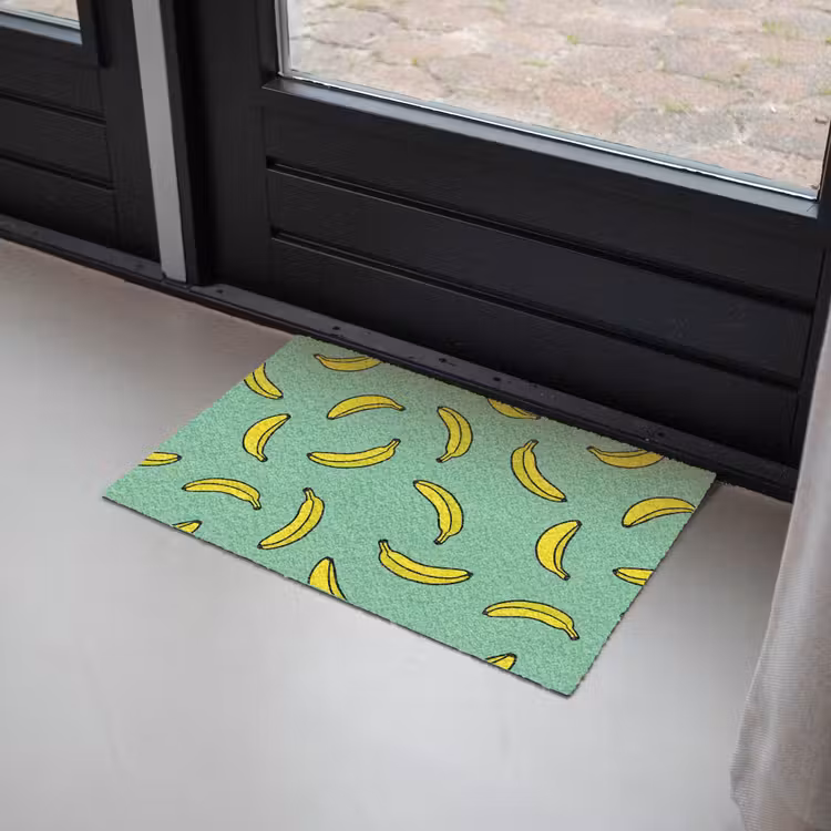 Bananen - Geel - Groen - Print Deurmat klein -sfeer2