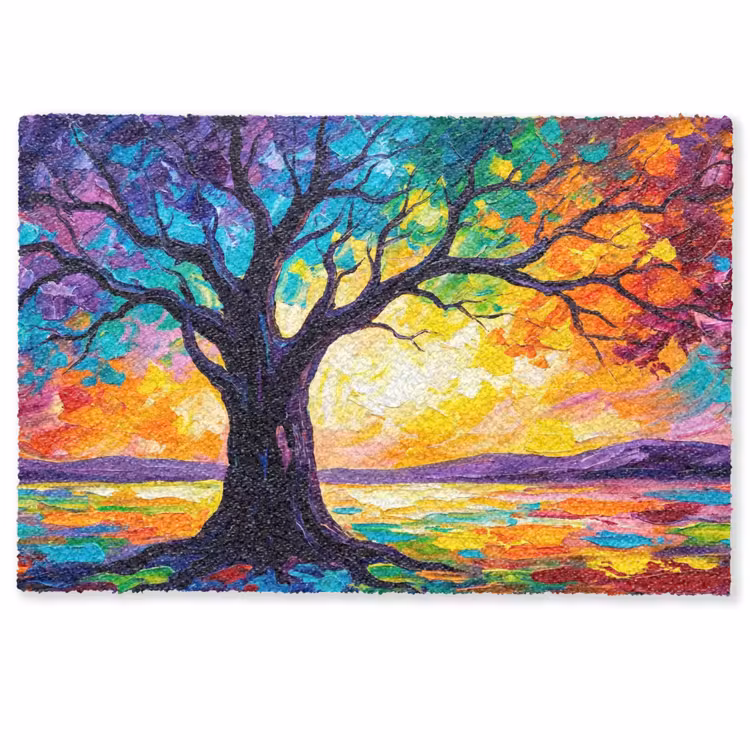 Boom - Landschap - Natuur - Abstract - Kleurrijk Deurmat klein -zkaufland3d