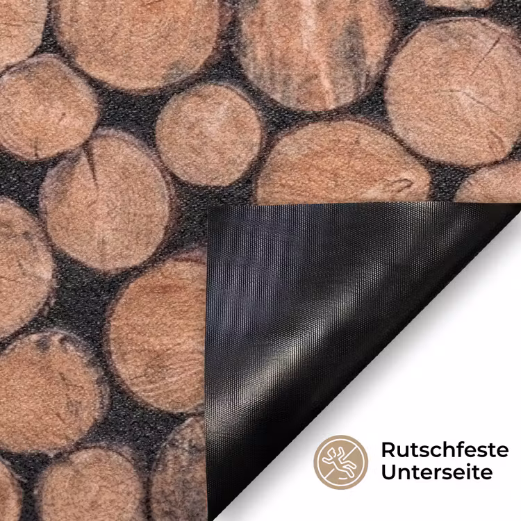 Houtblokken - Textuur - Patroon - Bruin - Rustiek Deurmat klein -antislip_DE