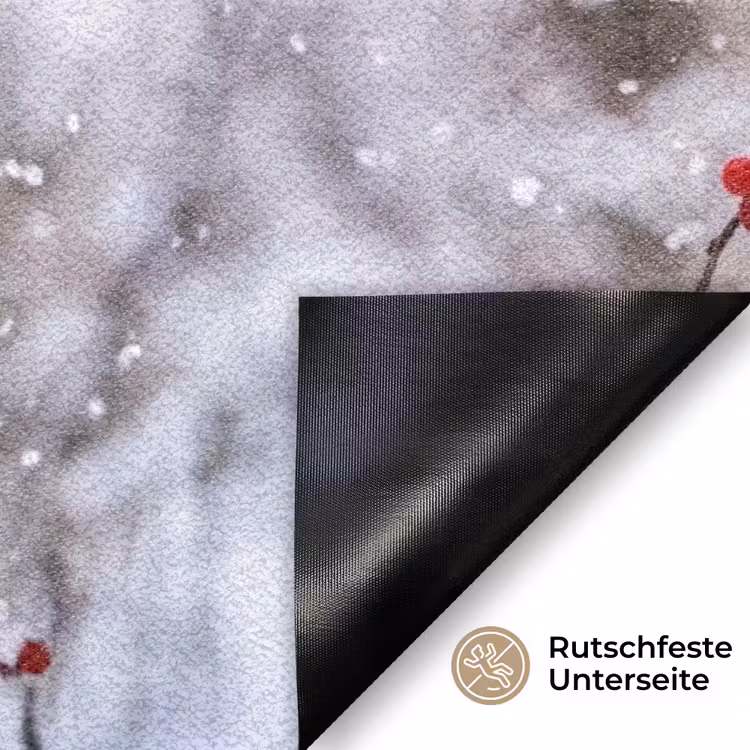 Bessen - Takken - Sneeuw - Winter - Kleurrijk Deurmat klein -antislip_DE