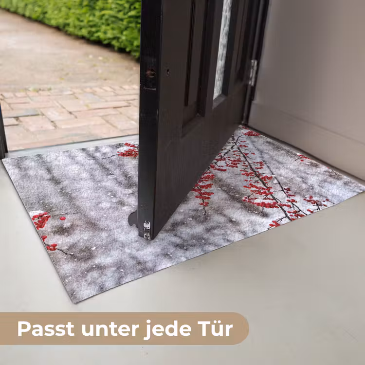 Bessen - Takken - Sneeuw - Winter - Kleurrijk Deurmat klein -USP_DE