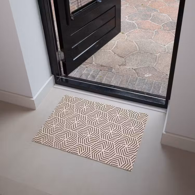 Beige - Bruin - Patroon - Strepen Deurmat klein 898 -sfeer5