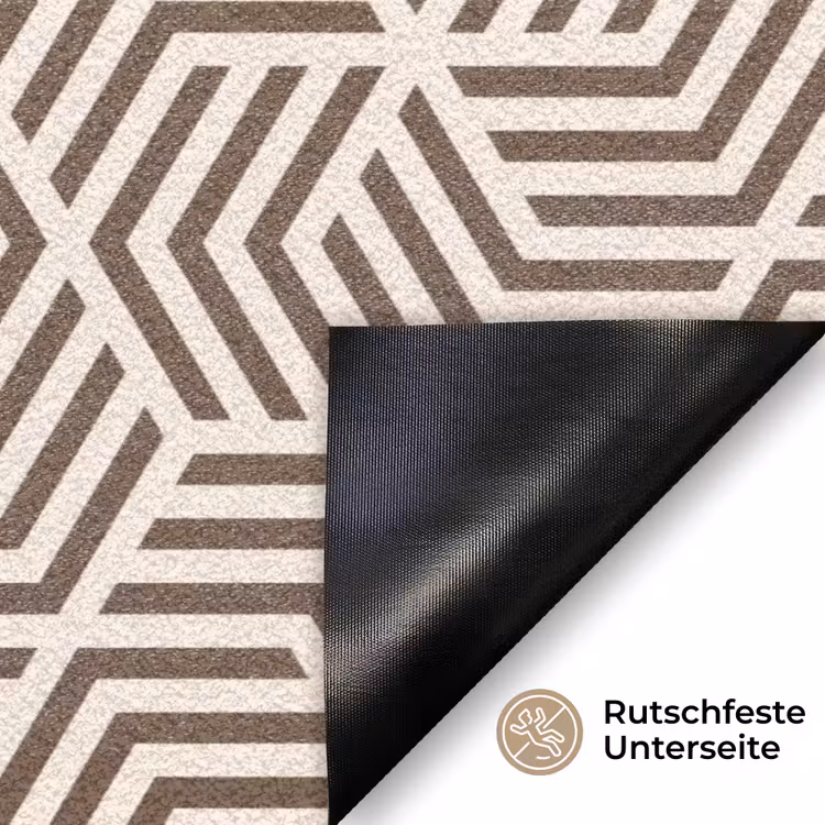 Beige - Bruin - Patroon - Strepen Deurmat klein 898 -antislip_DE