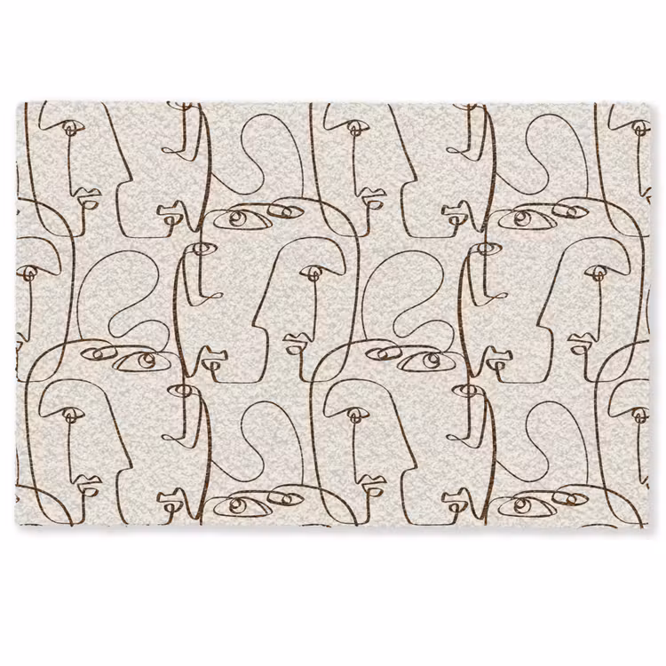 Beige - Gezicht - Lijnen - Bruin Deurmat klein 898 -zkaufland3d